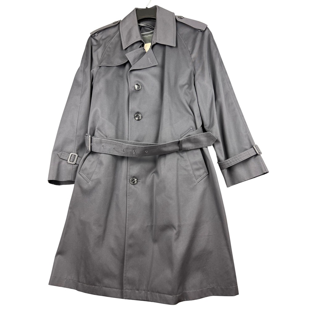 Misty Harbor Trench Coat Mens 36 Short Removable Wool Liner Gray Excellent